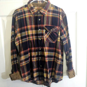 CQR Men's Flannel Button-Down Shirt XL Corduroy Plaid Autumn School Outdoor